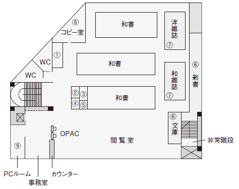 2階 開架図書室
