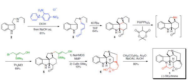 図４．D. Vanderwalらのストリキニーネ合成経路