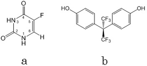 5FU (a) とFBPA (b)の構造