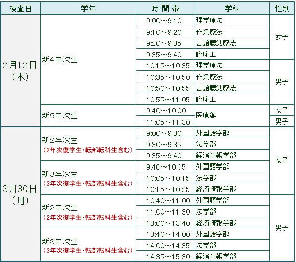 健康診断日程