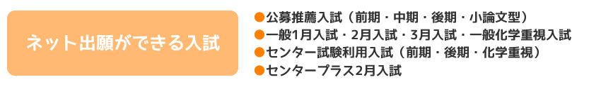 ネット出願ができる入試